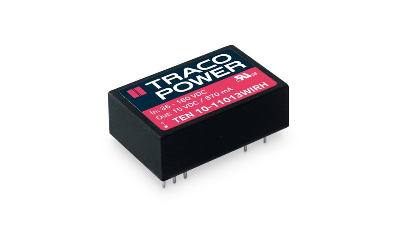 TRACOPOWER TEN 10WIRH Isolated DC-DC Converter, 5.1V dc/, 36 → 160 V dc Input, 10W, PCB Mount