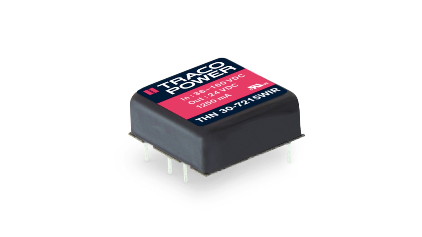 TRACOPOWER THN 30WIR Isolated DC-DC Converter, 24V dc/, 9 → 36 V dc Input, 30W, PCB Mount