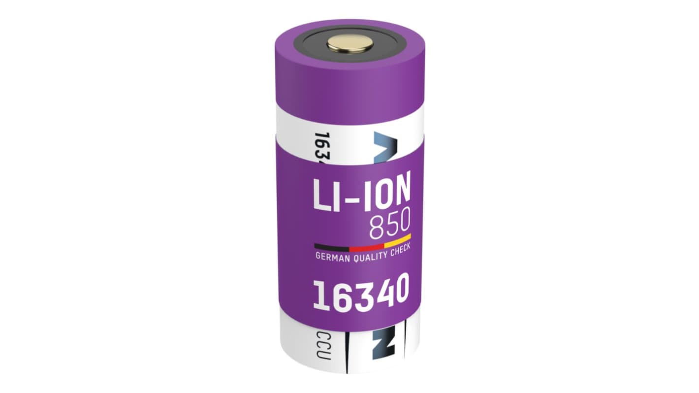 Batería recargable de Ión-Litio, 3.6V, 850mAh, , 1 celda celdas 16340