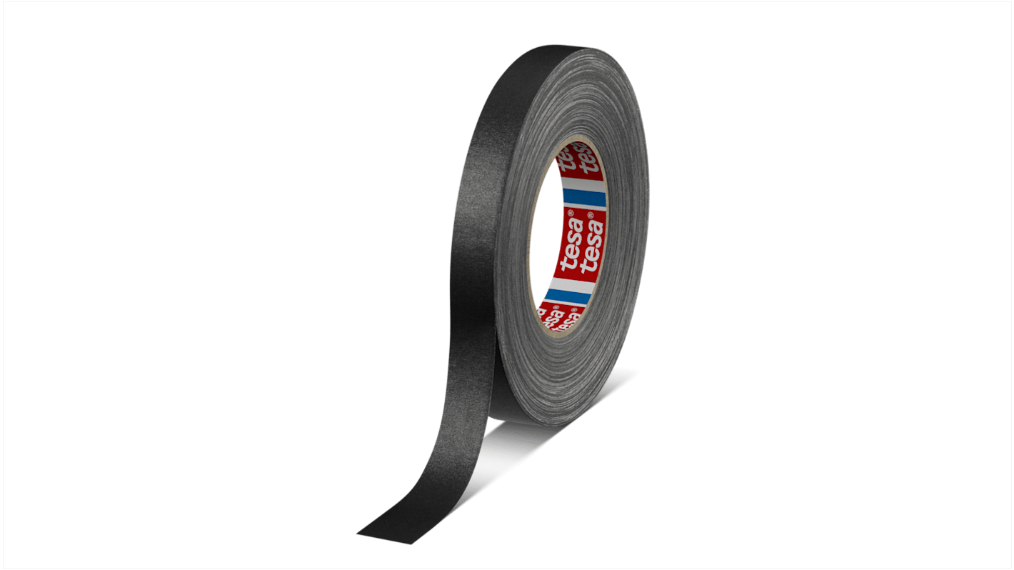 Cinta adhesiva de tela, Tejido con revestimiento acrílico Tesa 4661 de color Negro, 19mm x 50m, grosor 0.3mm