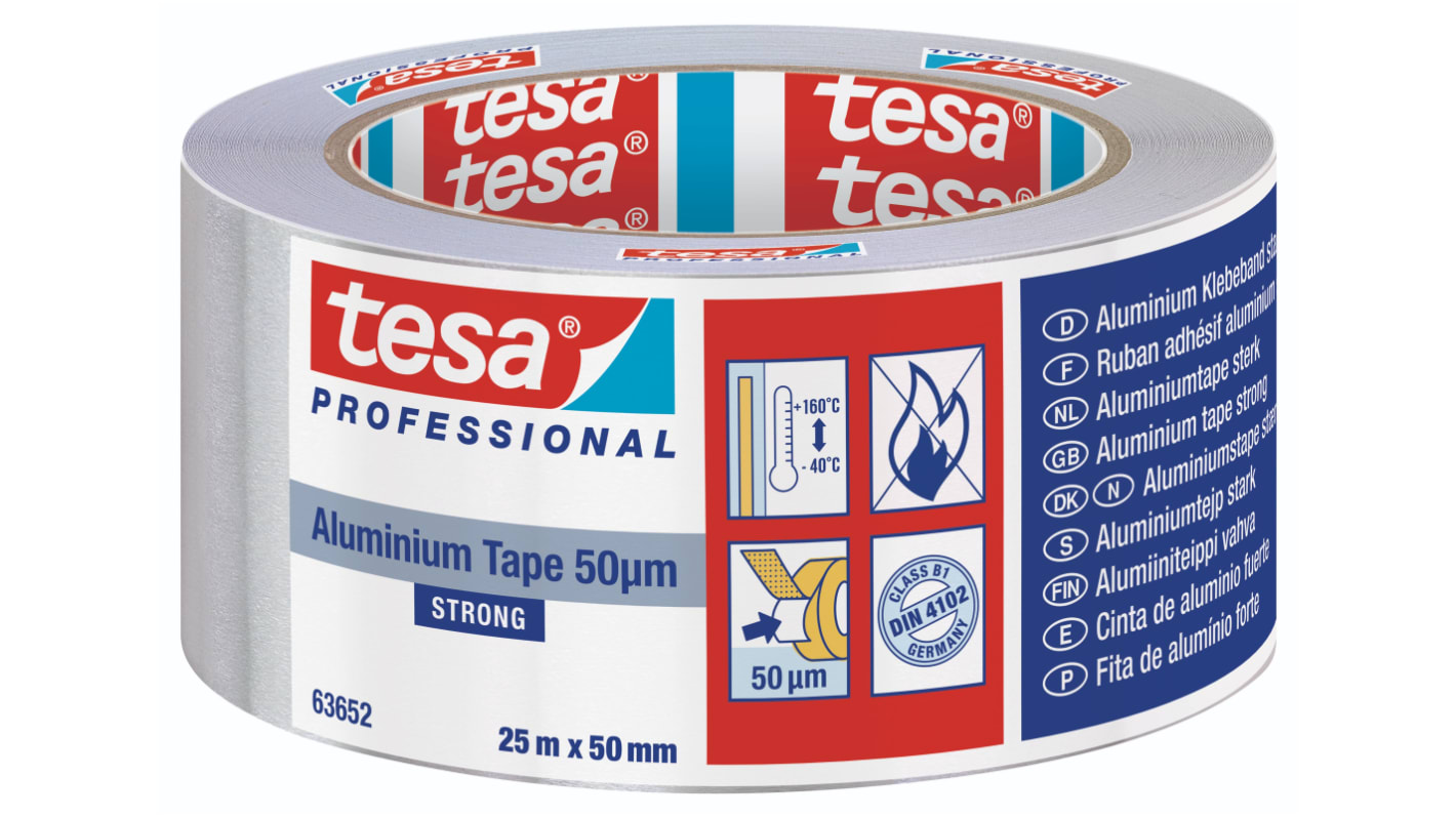 Tesa 63652 Conductive Aluminium Tape, 50mm x 25m