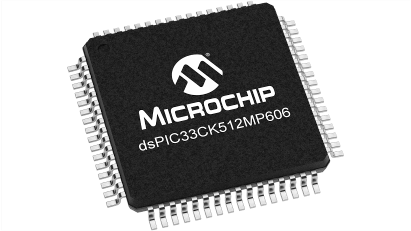 Microcontrolador Microchip dsPIC33CK512MP606-E/PT, núcleo dsPIC, TQFP de 64 pines