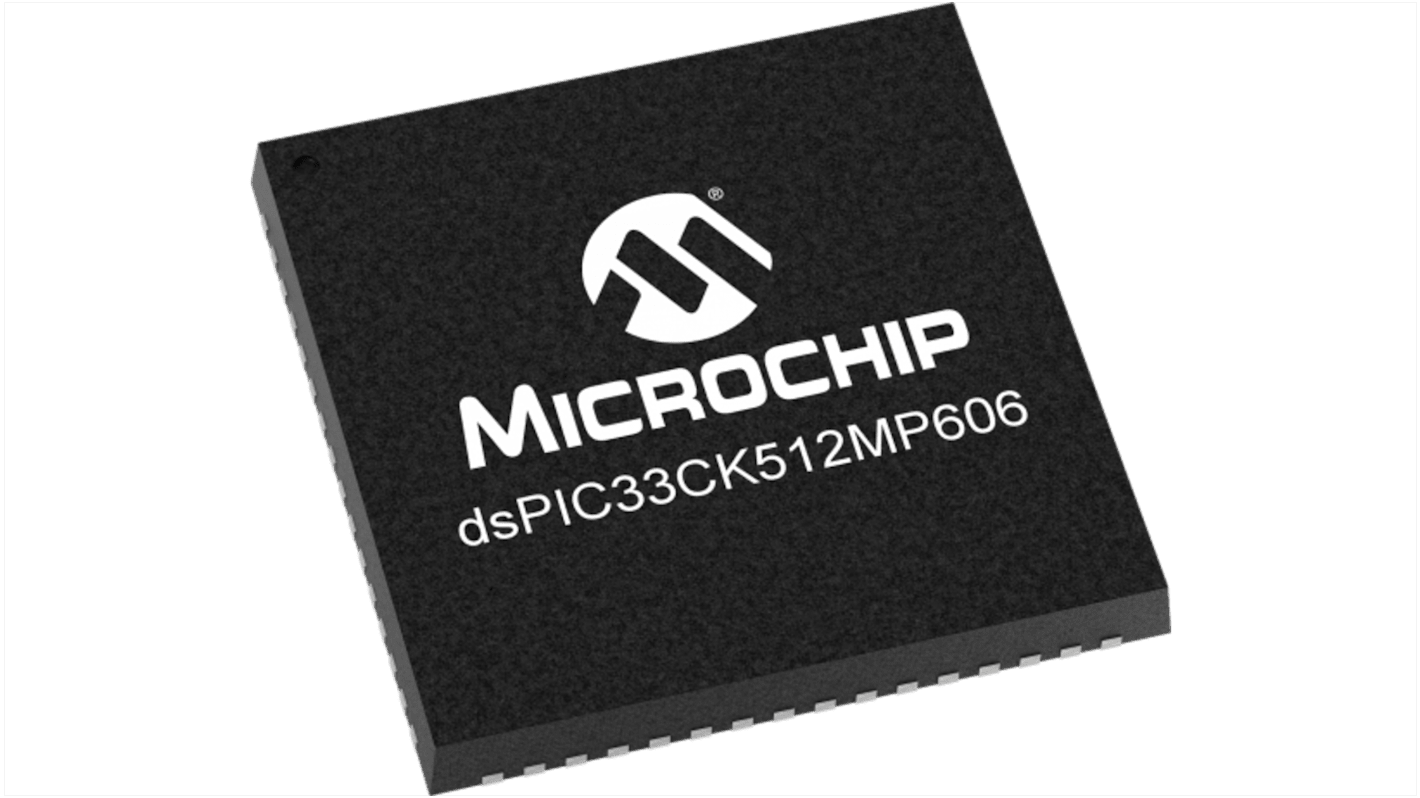 Microcontrolador Microchip dsPIC33CK512MP606-I/MR, núcleo dsPIC, QFN de 64 pines