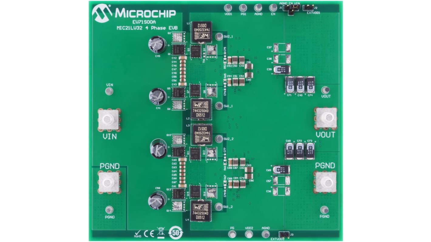 Microchip MIC21LV32 4 Phase EVB, 降压控制器 评估测试板