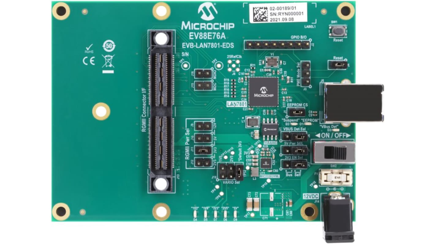 Microchip EVB-LAN7801-EDS Evaluation Board Evaluation Board for LAN7801 EV88E76A