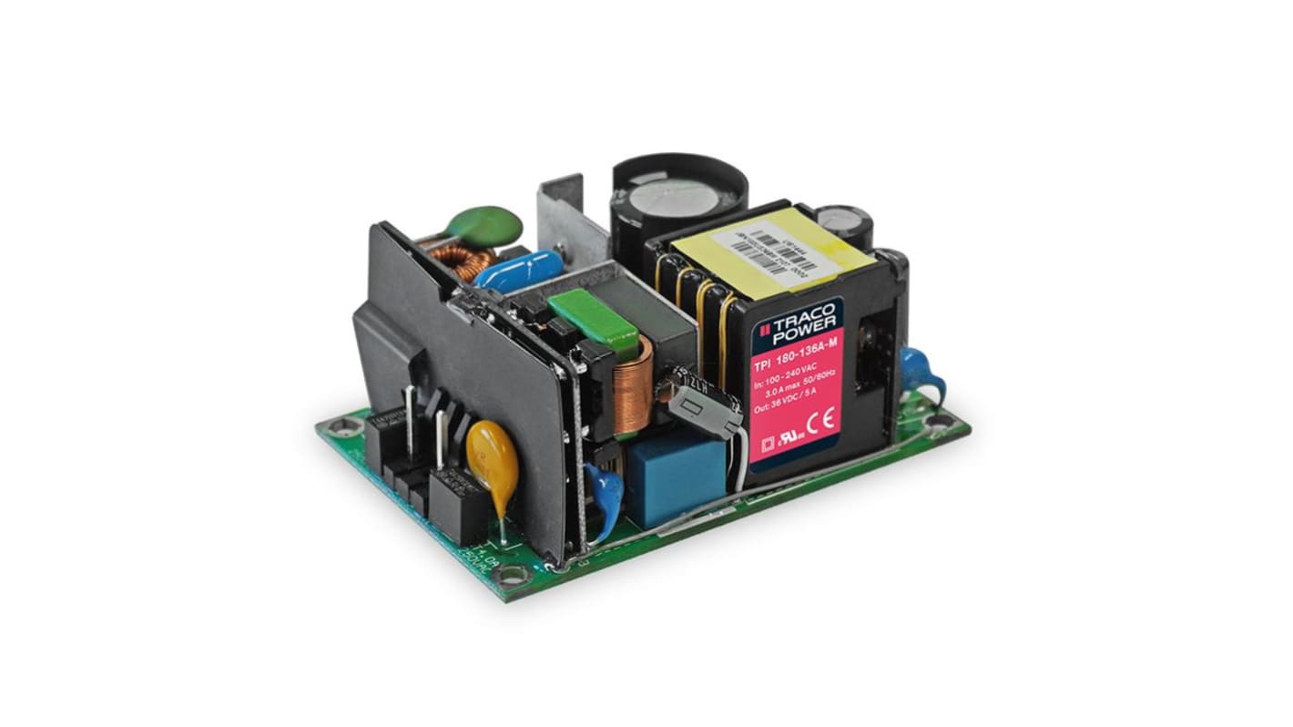 TRACOPOWER Power Supply, TPI 180-136A-M, 36V dc, 7.5A, 180W, 1 Output, 85 → 264V ac Input Voltage