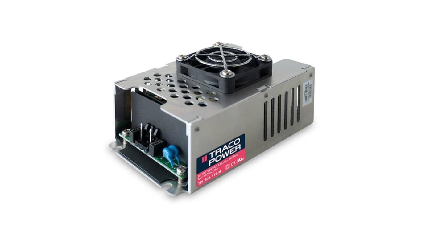 TRACOPOWER AC-DC Power Supply, TPI 300-112-M, 12V dc, 25A, 300W, 1 Output, 85 → 264V ac Input Voltage