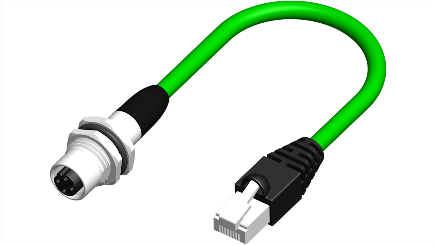 Cable Ethernet Cat5e apantallado RS PRO de color Verde, long. 500mm, funda de PVC