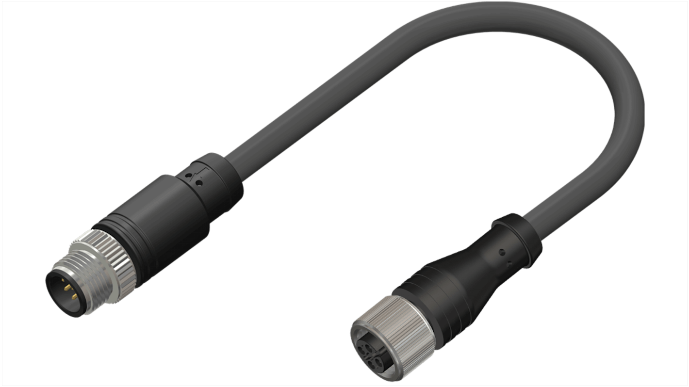 RS PRO konfektioniertes Sensorkabel 4-adrig, Buchse gerade / M12 Stecker gerade, Länge 2m