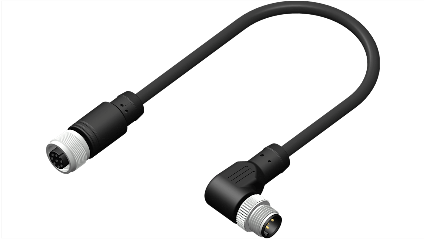 RS PRO 8 leder M12 til M12 Sensor/aktuatorkabel, 2m kabel