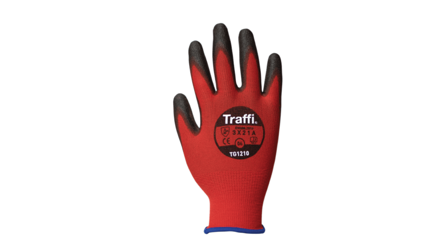 Traffi Red Polyethylene Cut Resistant Cut Resistant Gloves, Size 12, Polyurethane Coating
