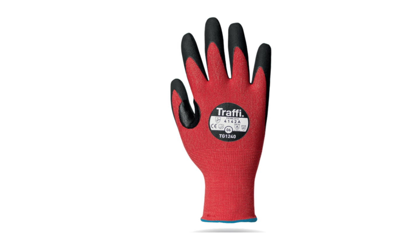 Guanti antitaglio Traffi, Tg. 9, in Nitrile, Nylon, col. Rosso