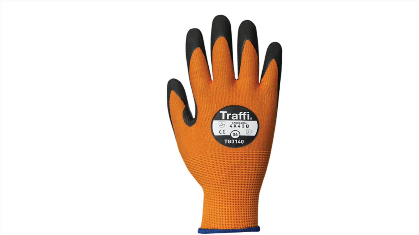 Traffi Amber Nitrile, Nylon Cut Resistant Cut Resistant Gloves, Size 10, Nitrile Coating