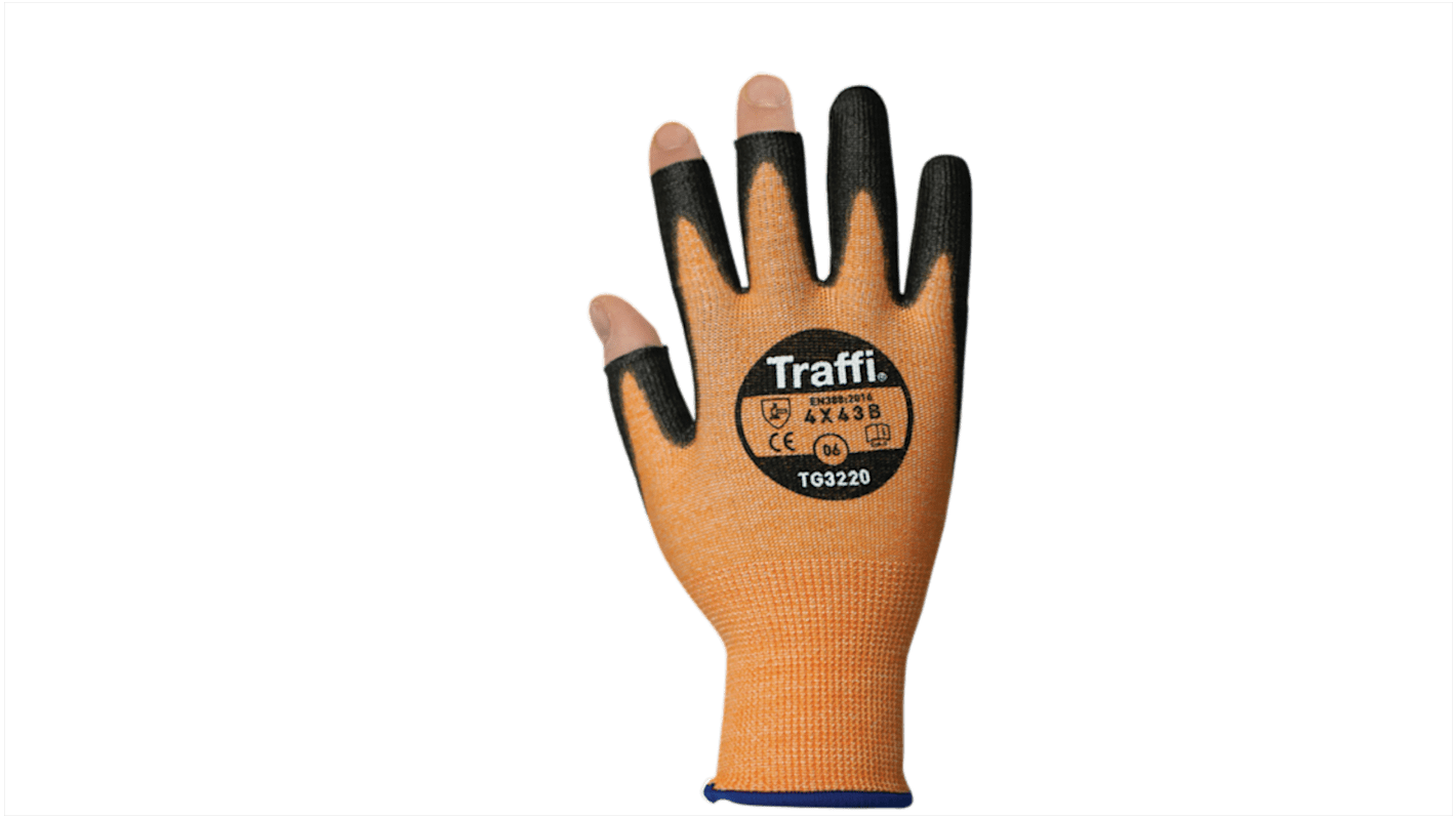 Traffi Schneidfeste Handschuhe, Größe 12, Schneidfest, HPPE, Polyamid Orange