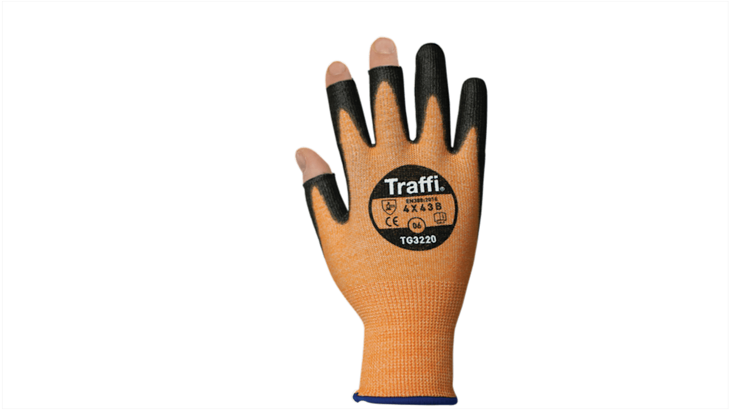 Traffi Amber HPPE, Polyamide Cut Resistant Cut Resistant Gloves, Size 9, Polyurethane Coating