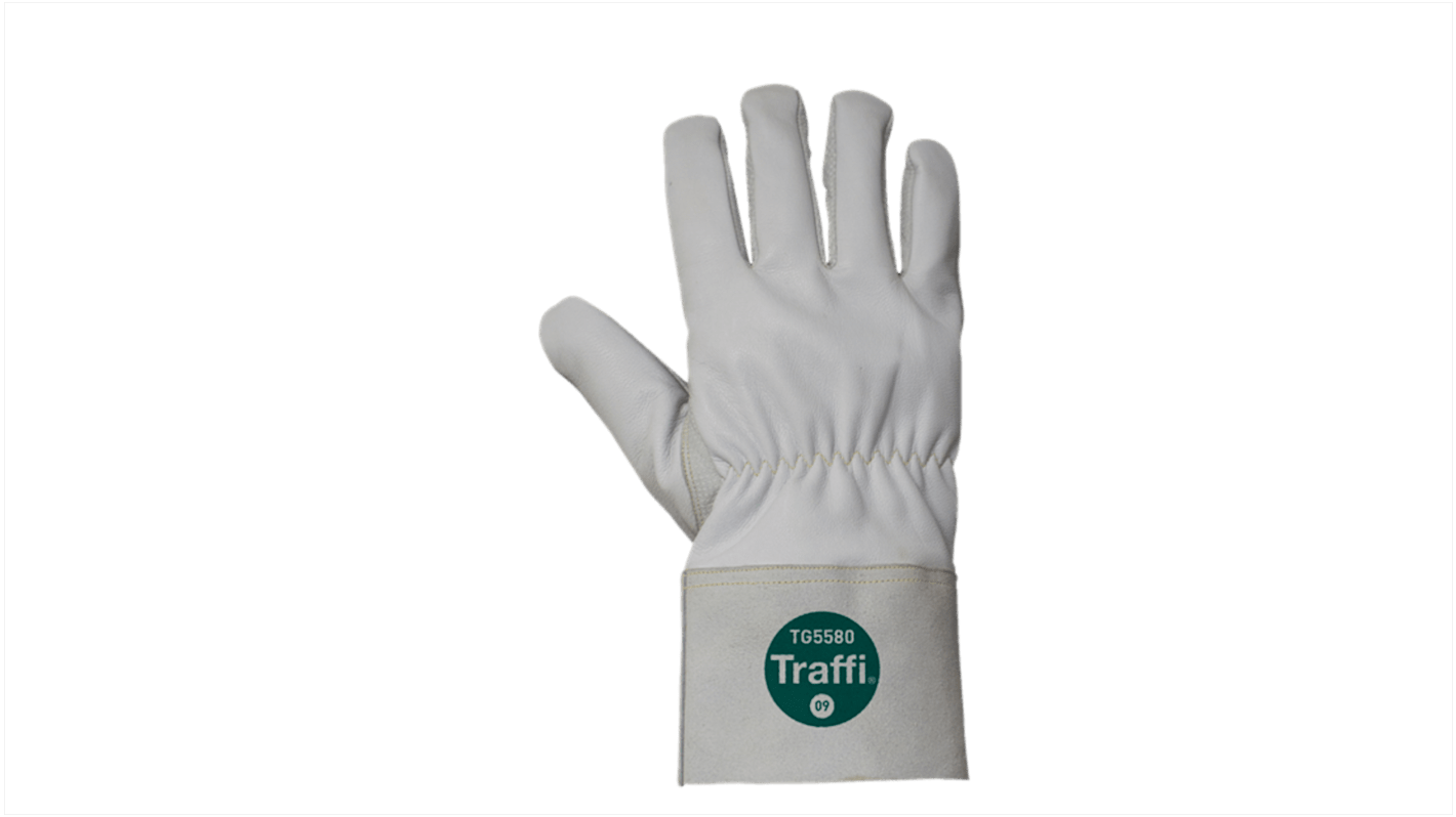 Traffi White Leather, Para-aramid Cut Resistant Cut Resistant Gloves, Size 13, Leather Coating