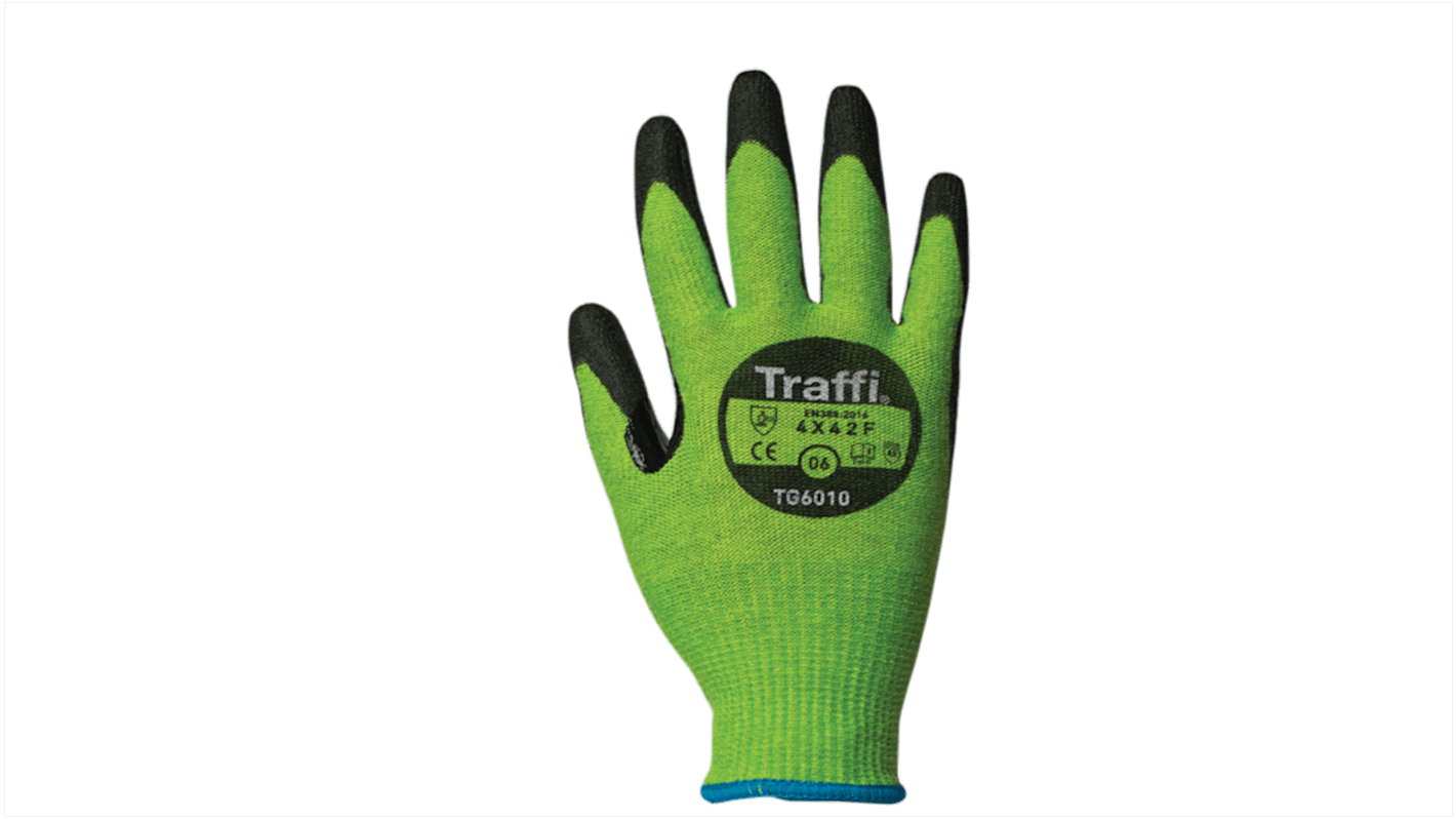 Traffi Green Cut Resistant Cut Resistant Gloves, Size 11, Polyurethane Coating