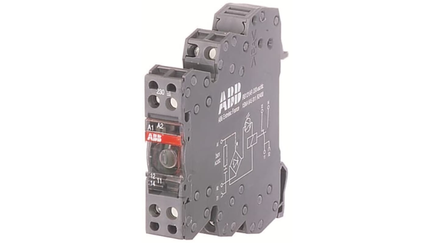 ABB R600 Interface Relais, 60V ac/dc / 230V ac/dc 60 → 230V ac/dc, 1-poliger Wechsler DIN-Schienen