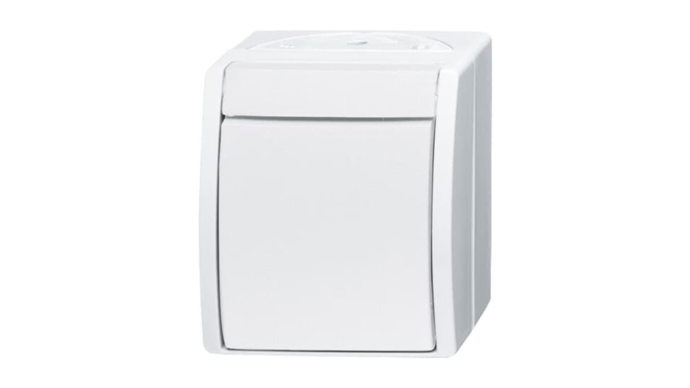 ABB White Rocker Light Switch, 2 Way, 1 Gang, 2CKA001085A