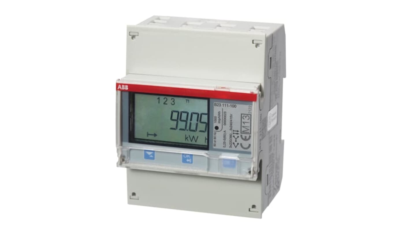 Medidor de energía ABB serie B23, display LCD, con 7 dígitos, 3 fases