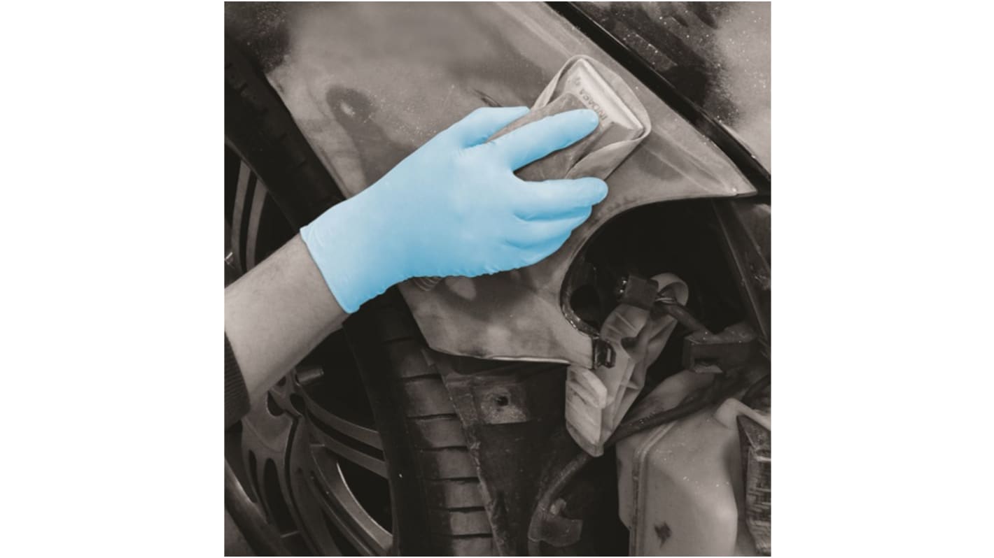 BM Polyco Blue Powder-Free Nitrile Disposable Gloves, Size M, Food Safe, 100 per Pack