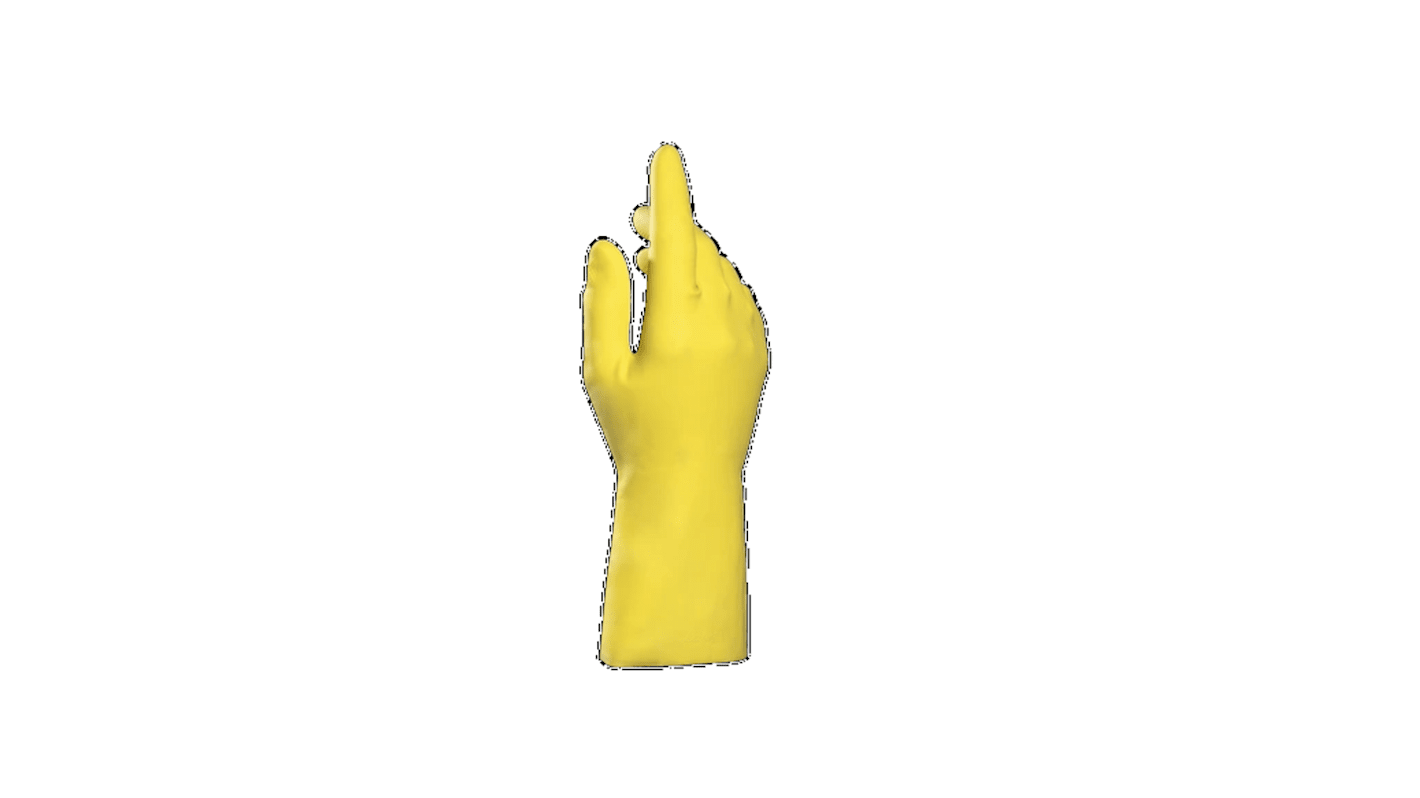 Mapa VITAL 124 Yellow Latex Chemical Resistant Gloves, Size 9, Latex Coating
