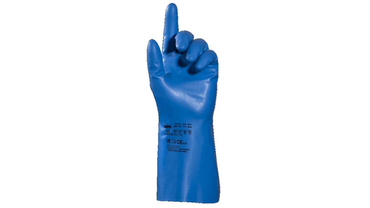 Mapa ULTRANITRIL 472 Blue Nitrile Chemical Resistant Gloves, Size 6, Nitrile Coating