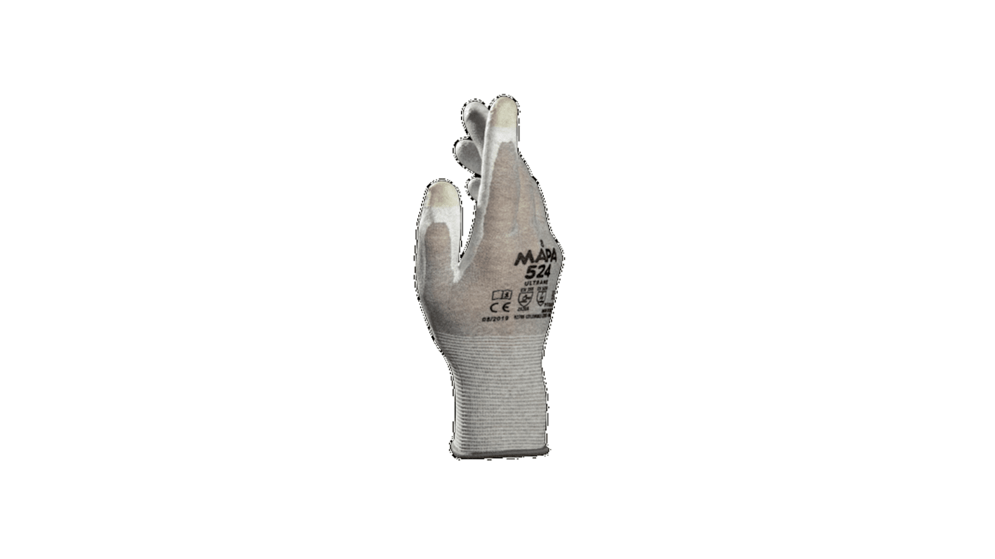 Mapa ULTRANE 524 Grey Carbon Fibre ESD Safety Gloves, Size 6, Polyurethane Coating