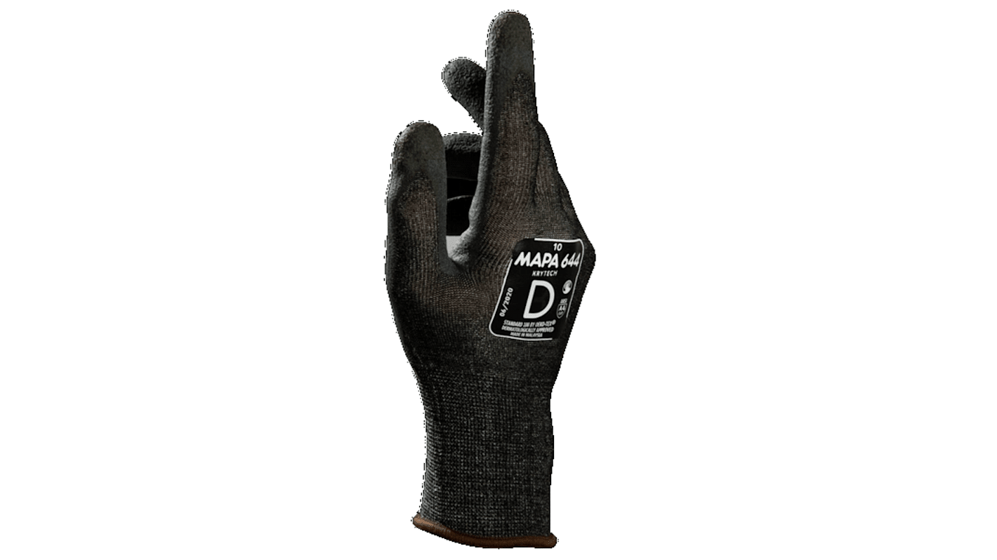 Mapa KRYTECH 644 Black HPPE Cut Resistant Gloves, Size 9, Nitrile Foam Coating