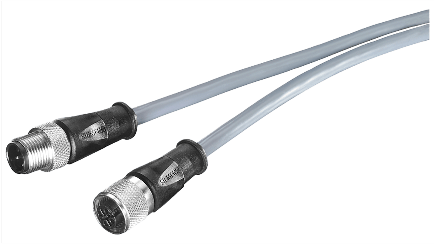 Siemens Straight Male M12 to Straight Female M12 Sensor Actuator Cable, 500mm