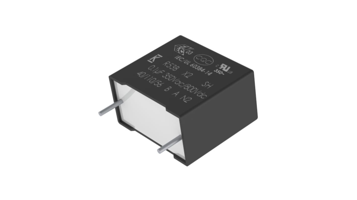 KEMET R53B Film Capacitor, 350V ac, ±20%, 100nF, Through Hole