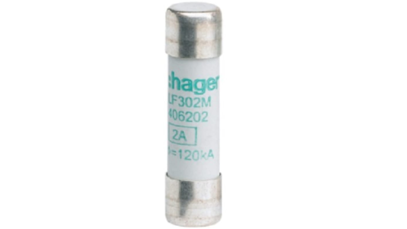 Hager 2A Cartridge Fuse, 10 x 38mm