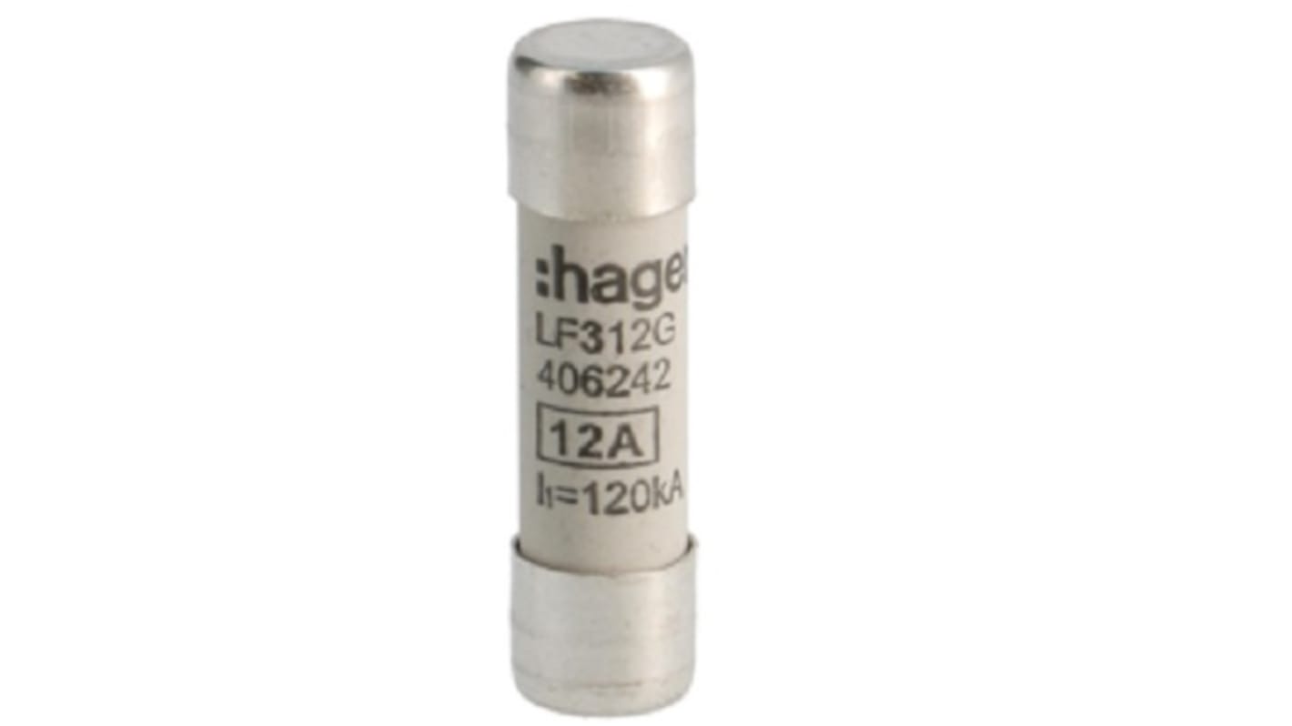 Hager 12A Cartridge Fuse, 10 x 38mm