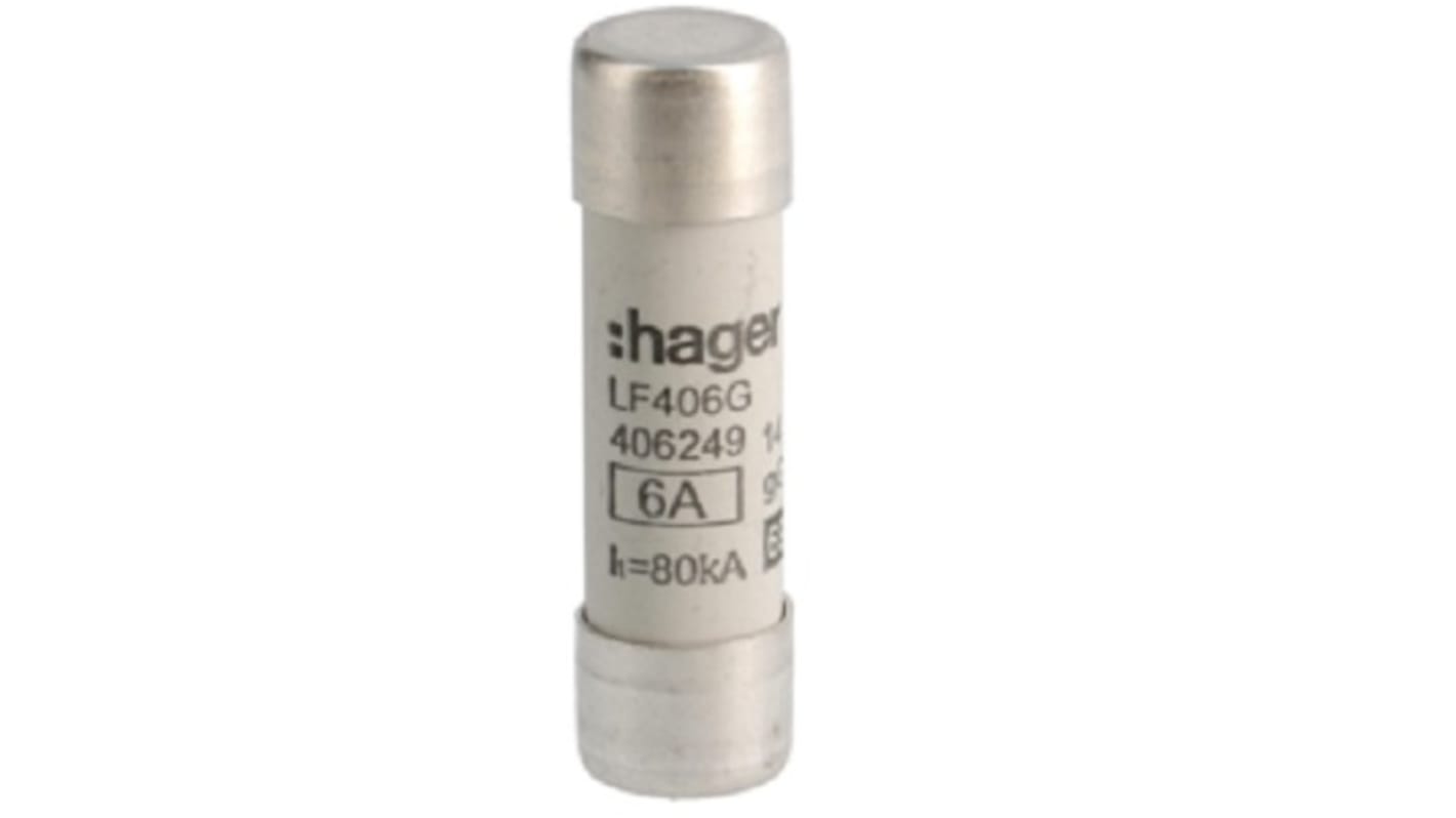 Hager 6A Cartridge Fuse, 14 x 51mm