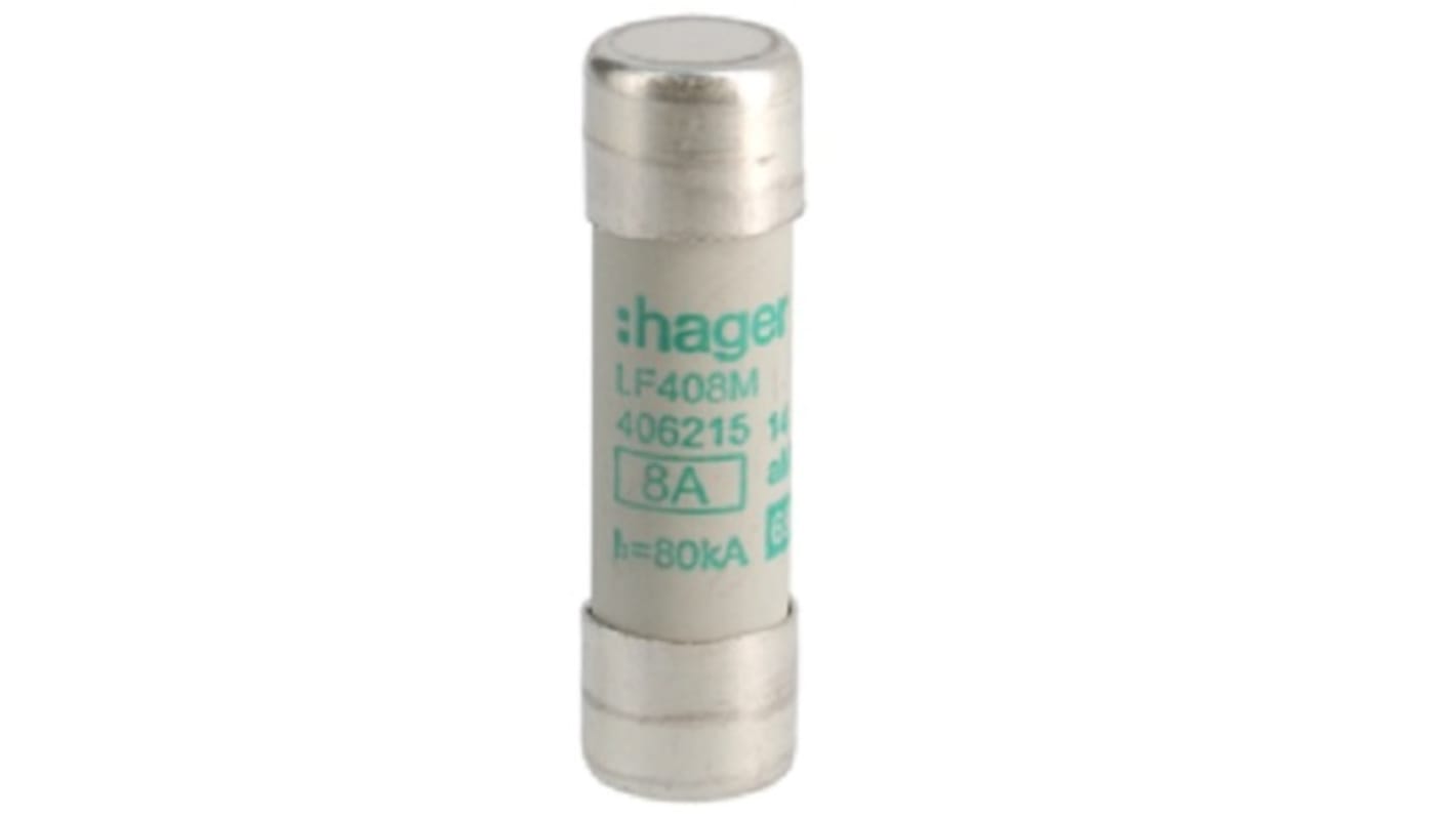 Hager 8A Cartridge Fuse, 14 x 51mm