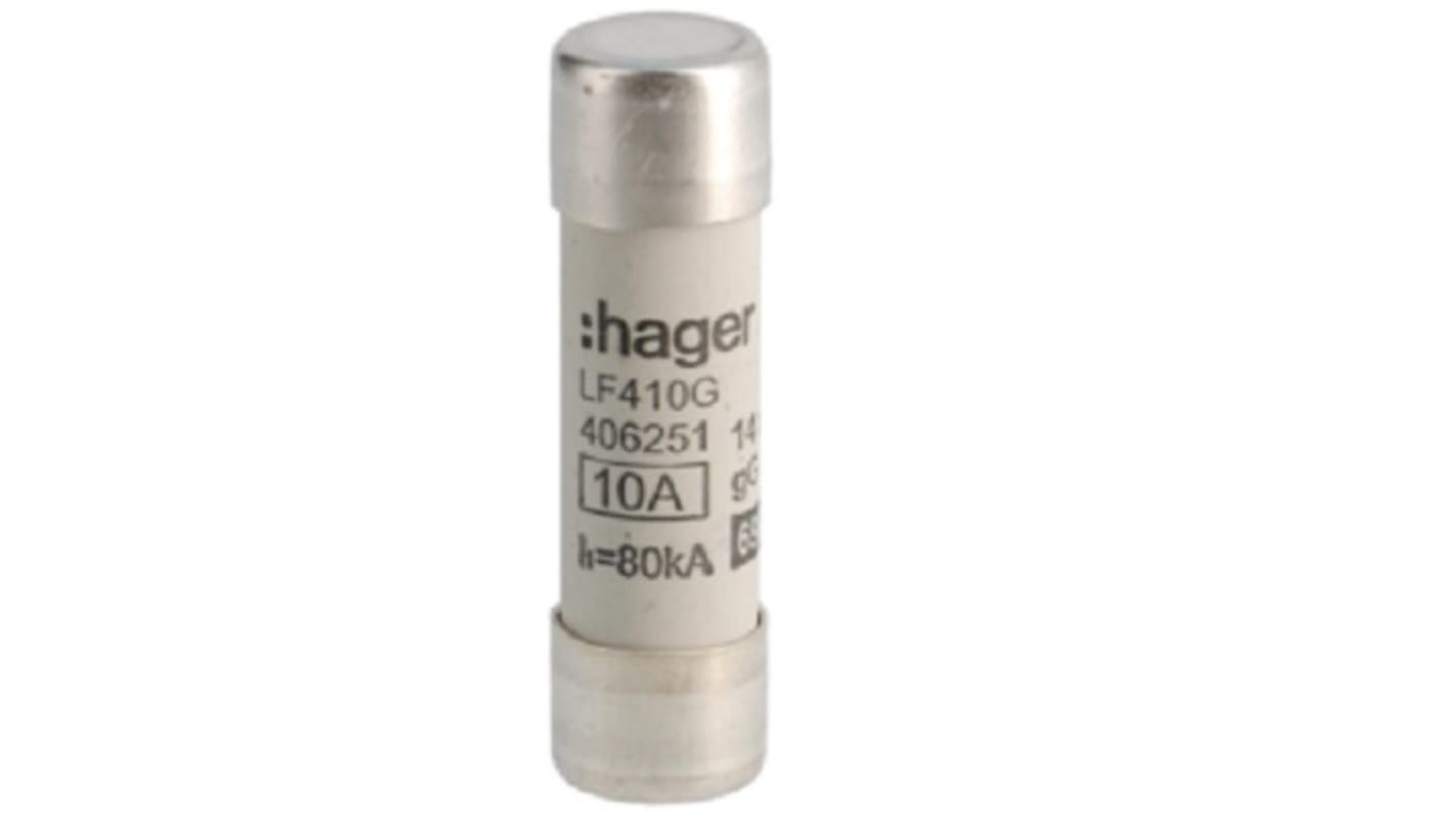 Hager 10A Cartridge Fuse, 14 x 51mm