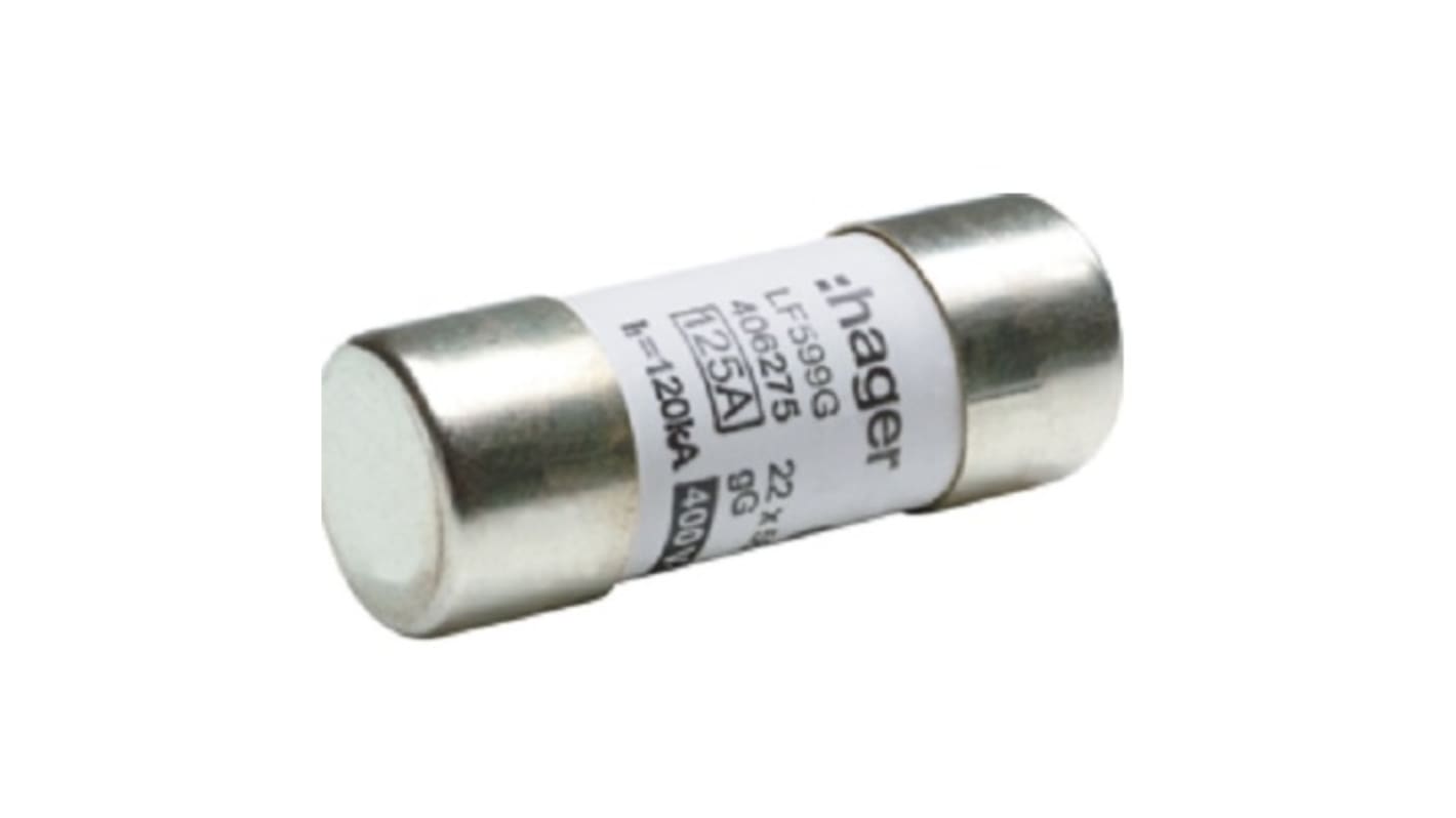 Hager 125A Cartridge Fuse, 22.2 x 58mm