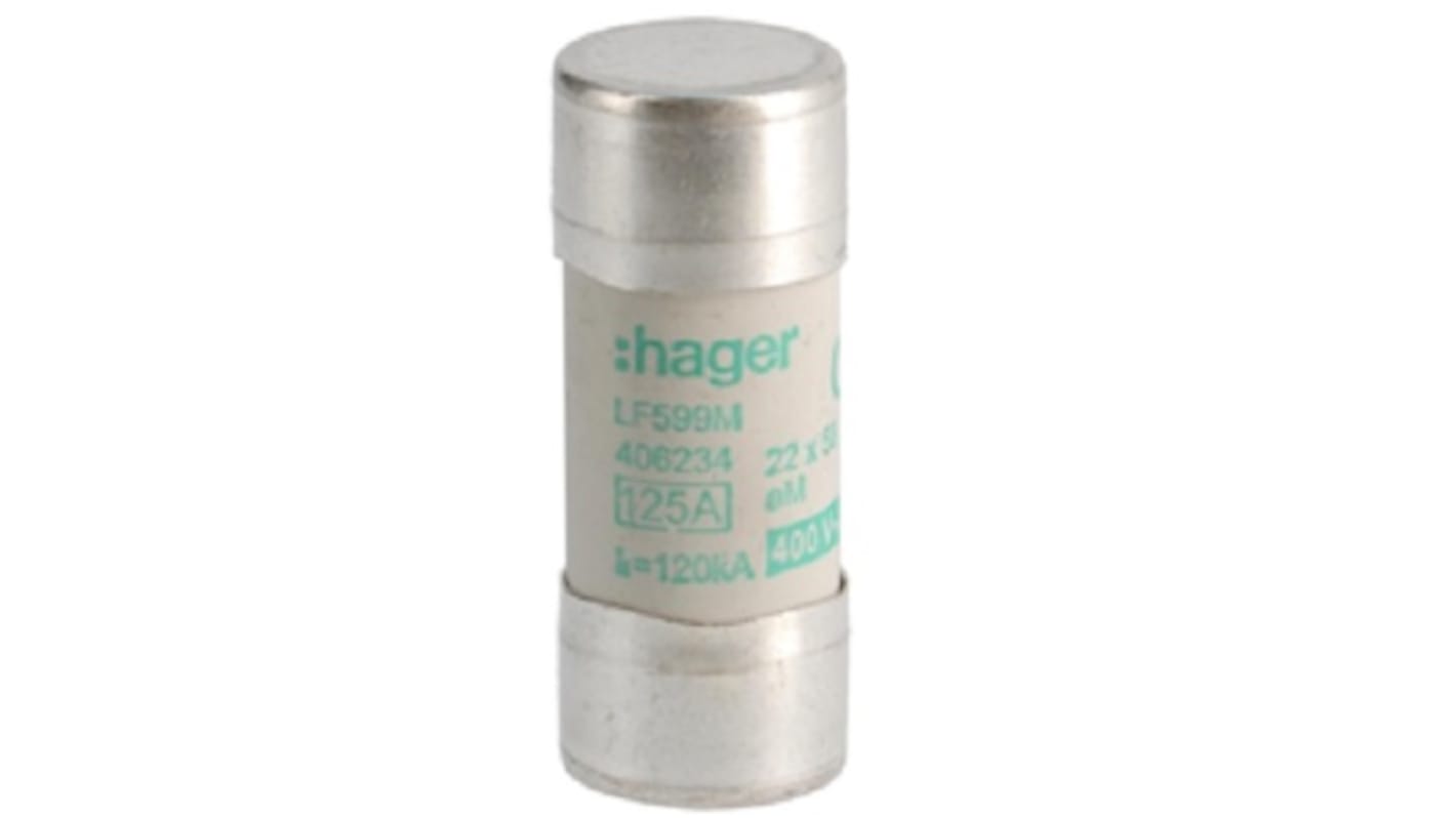 Hager 125A Cartridge Fuse, 22.2 x 58mm