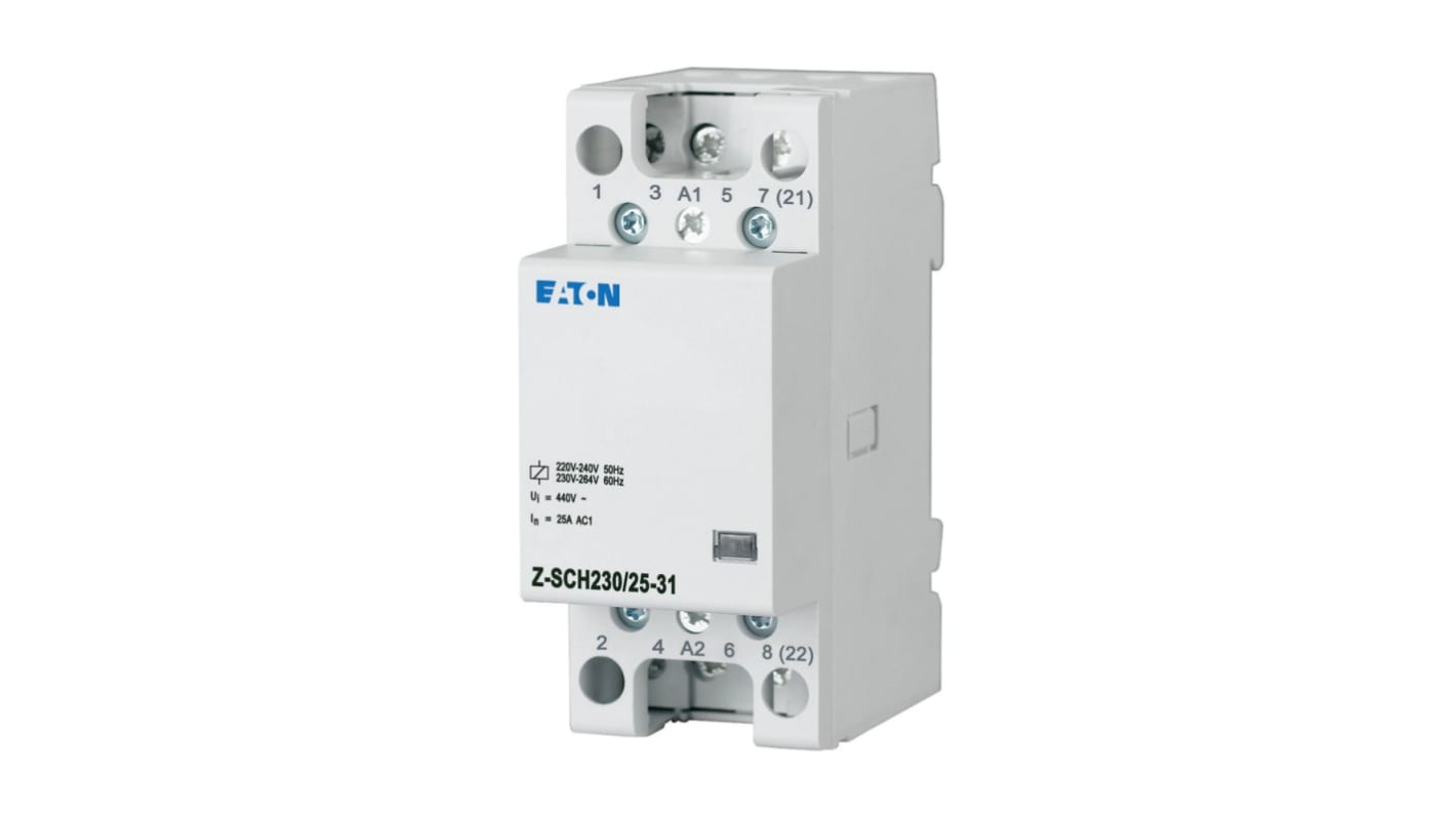 Eaton Z-SCH Installation Contactor, 230 V ac Coil, 25 A, 3N/O+1N/C