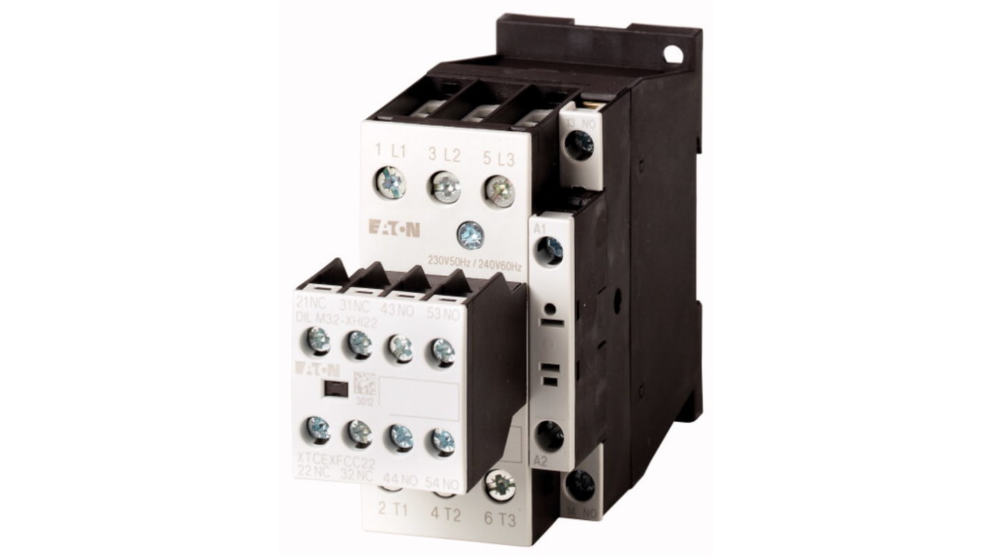 Eaton DILM Contactor, 220 V ac, 230 V dc Coil, 4-Pole, 14 kW, 1N/O