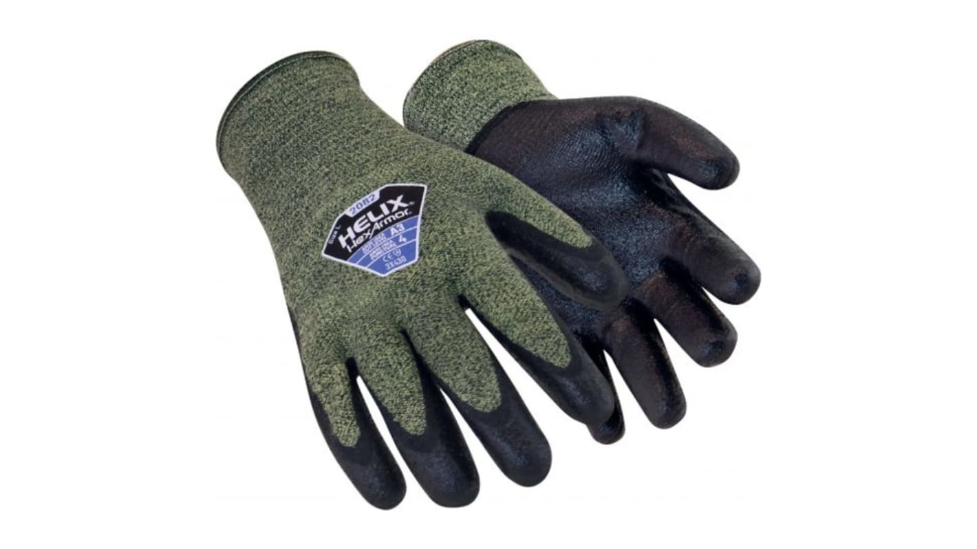 Uvex Green Aramid, Wool Cut Resistant, Flame Resistant Work Gloves, Size 9, Neoprene Coating