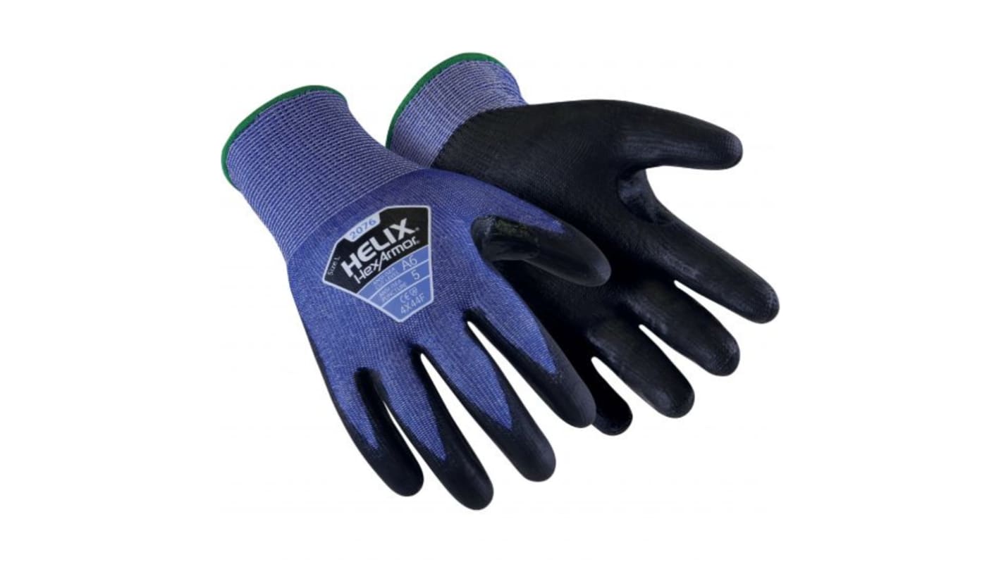 Guantes resistentes a cortes de HPPE Negro, Azul Uvex, talla 10, con recubrimiento de Poliuretano