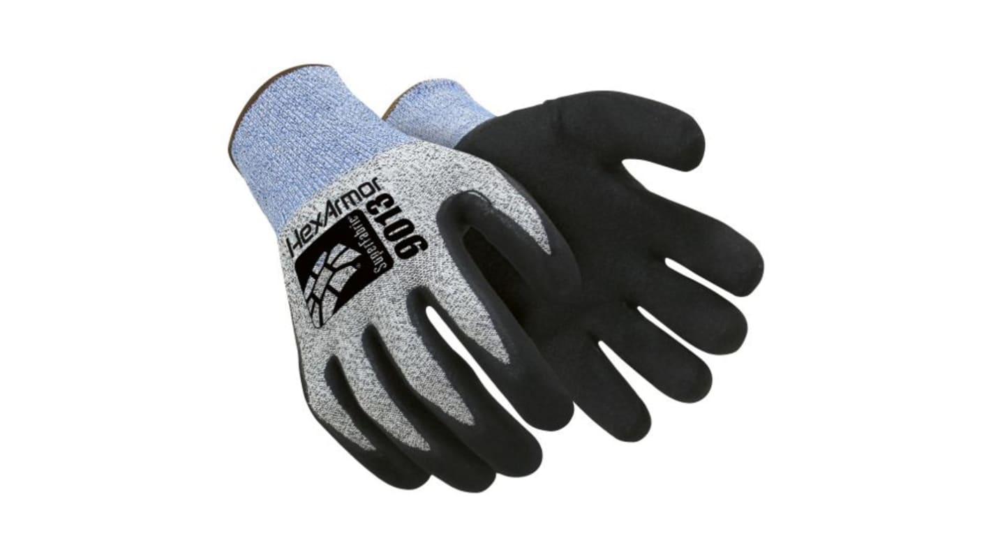 Uvex Black, Blue, Grey Glass Fibre, HPPE Cut Resistant Cut Resistant Gloves, Size 9, Nitrile Coating