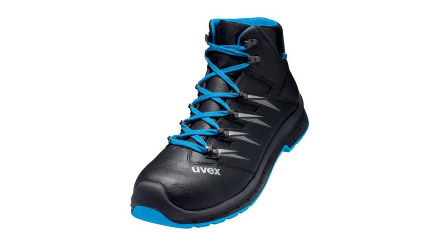uvex Black, Blue ESD SafeSteel Toe Capped Unisex Safety Boots, UK 3, EU 35