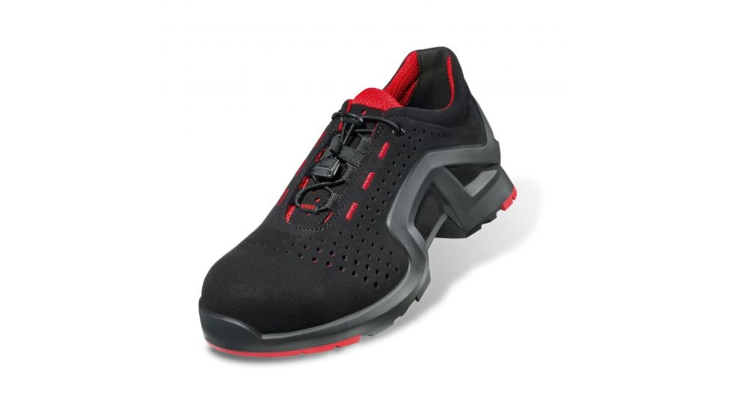 uvex Unisex Sicherheitsschuhe Schwarz, Rot, mit Zehen-Schutzkappe EN 20345 S1, Größe 47 / UK 12