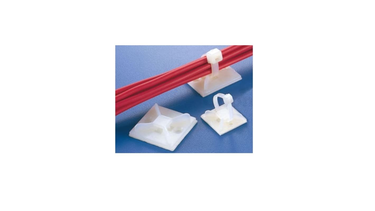 HellermannTyton Self Adhesive Natural Cable Tie Mount 28 mm x 28mm, 5.5mm Max. Cable Tie Width