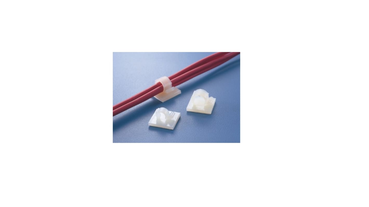 HellermannTyton Self Adhesive Natural Cable Tie Mount 19 mm x 19mm, 6mm Max. Cable Tie Width