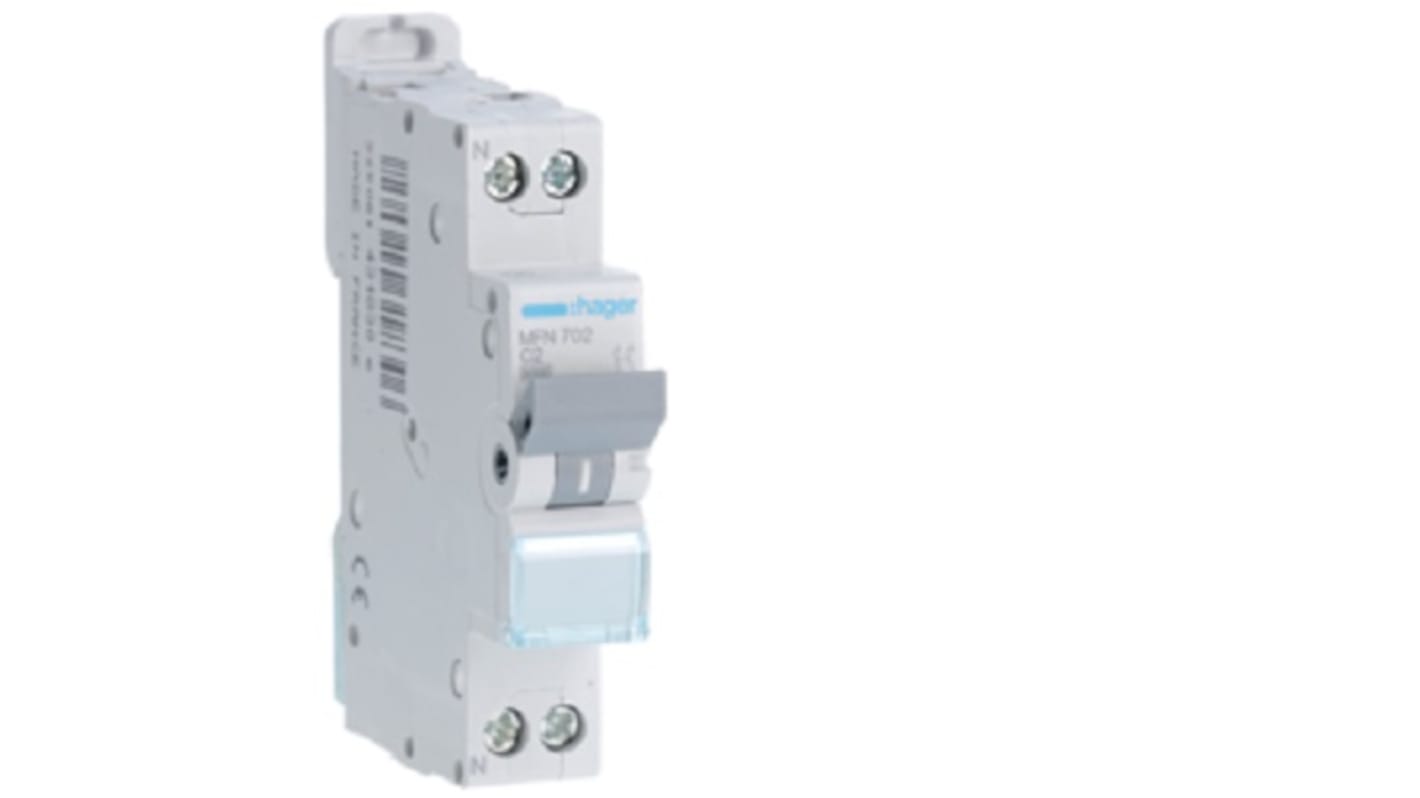 Hager Electronic Circuit Breaker 2A MFN, 1 channels