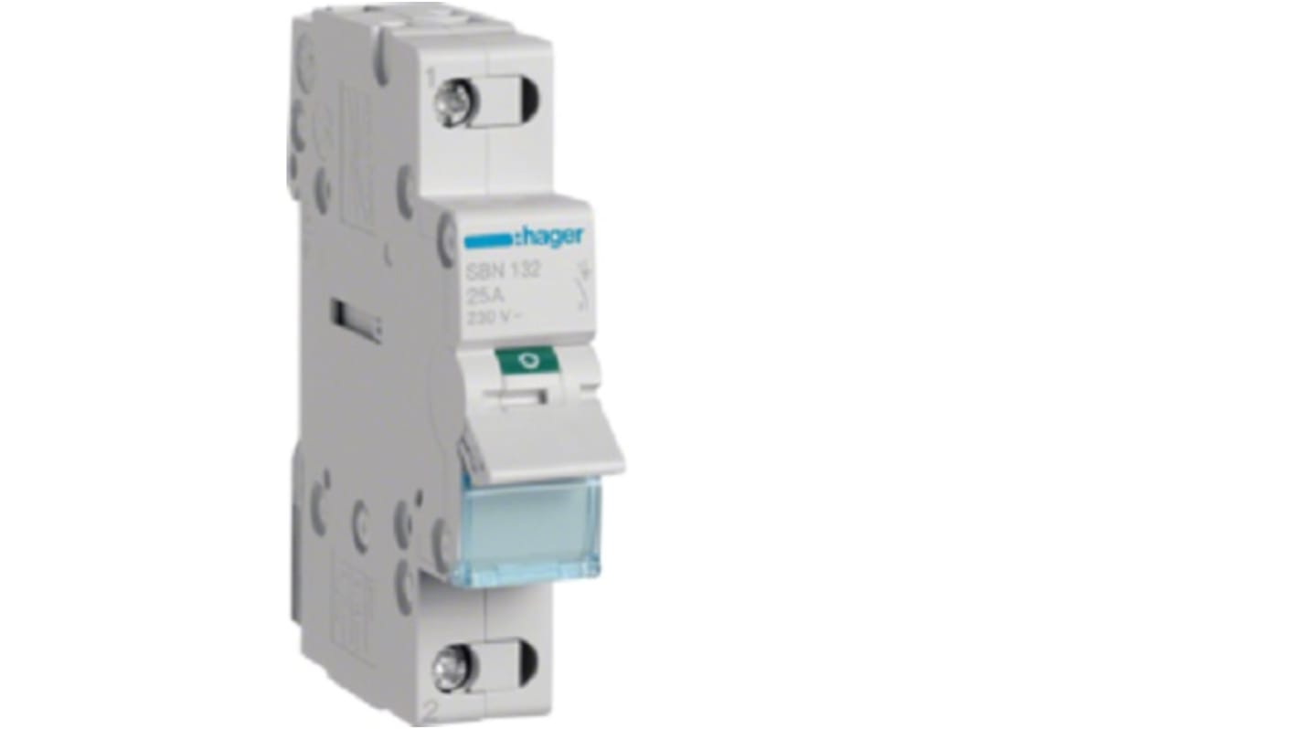 Hager SBN Series Modular Switch, (On)-Off, DIN Rail, NC/NO, 440V, IP20