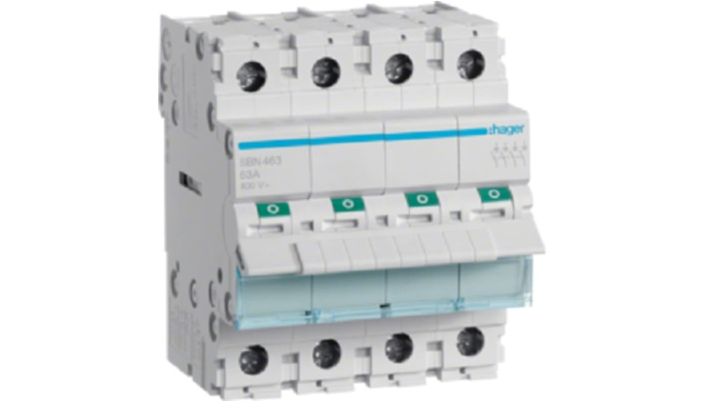 Hager SBN Series Modular Switch, On-Off, DIN Rail, NC/NO, 440V, IP20